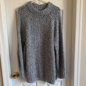 Lou & Grey Cozy Cable-Knit Speckled Tunic Sweater - Light Blue